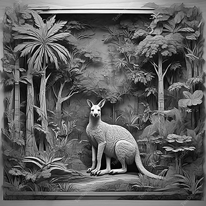 Laser Burn PNG, Laser Engrave Png, Lightburn File, 3D Illusion Laser Engraving Files, Co2 Laser Burn Files, xTool Files, Glowforge Files, Movie Character, Kangaroo V1