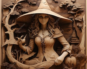 Laser Burn PNG, Laser Engrave Png, Lightburn File, 3D Illusion, xTool Laser Engraving, Glowforge Laser Engraving, 3D Illusion Witch V5