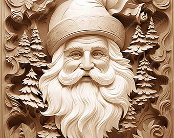 Christmas Santa Face, Laser Burn PNG Files, Laser Engrave Png, Lightburn Files, 3D Illusion Laser Engraving Files, Co2 Laser Engrave Files