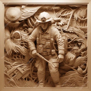 Laser Burn PNG, Laser Engrave Png, Lightburn File, 3D Illusion Laser Engraving Digital Design Instant Download, US Army Soldier V2