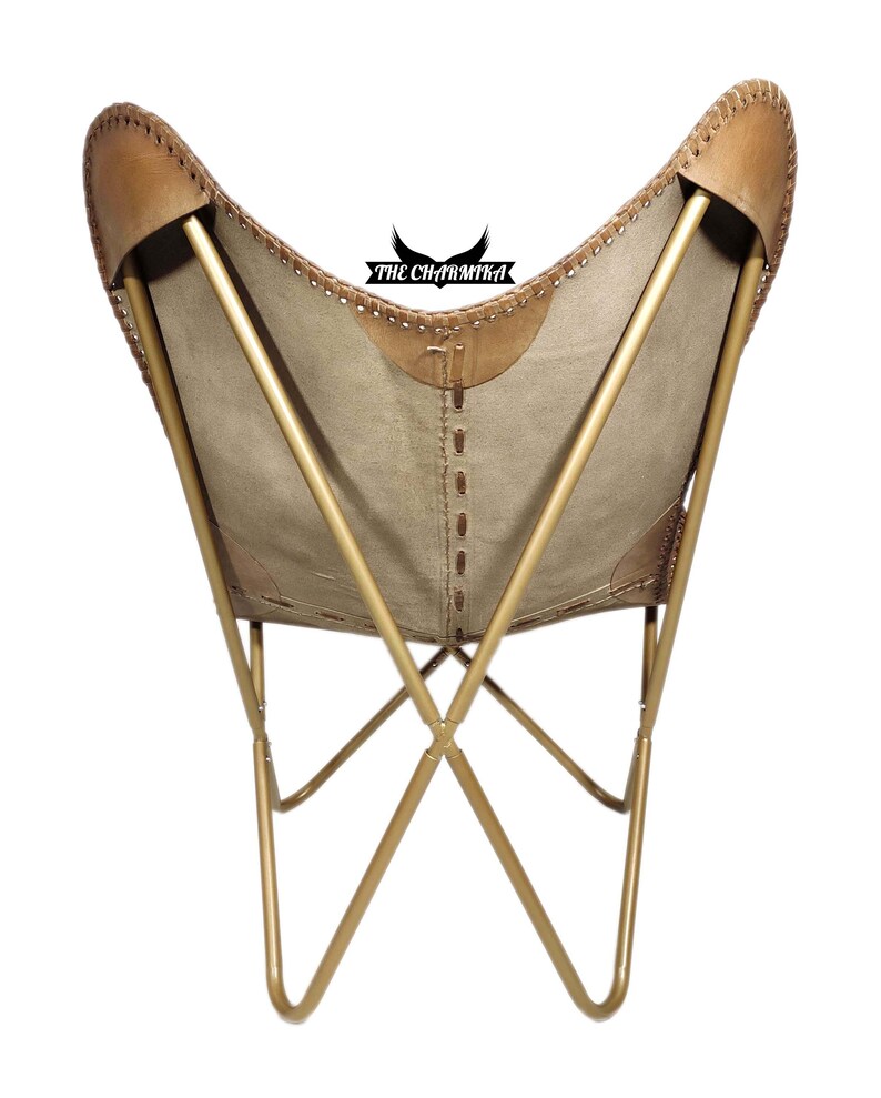 Handmade Tan Brown Leather Butterfly Chair Full Grain Buff Leather With ...