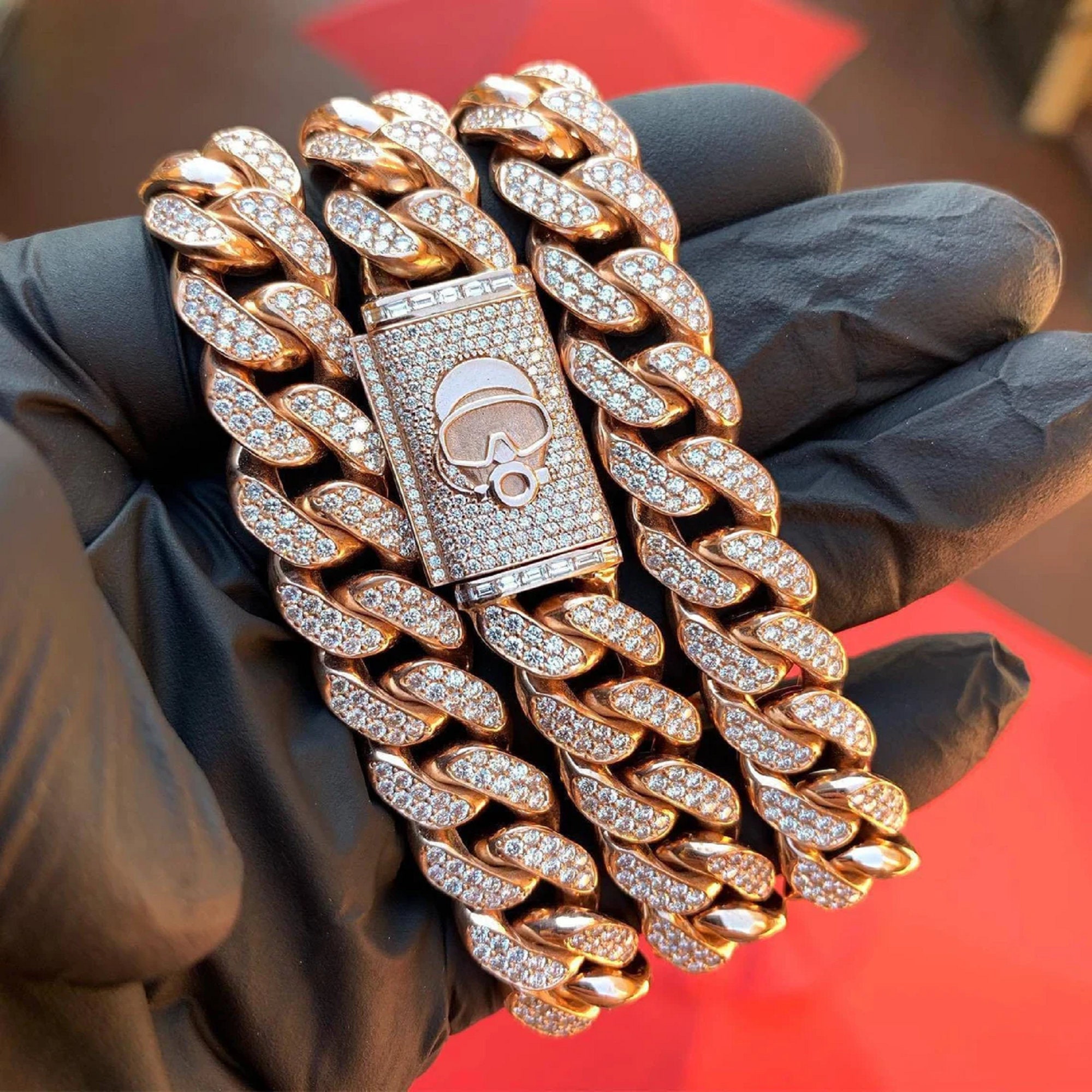 14mm Iced Out Miami Cuban Link Chain VVS Moissanite Diamond - Etsy