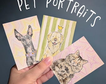 Retrato de animal de estimação desenhado à mão, arte original, presente para dono de pet, ACEO, 4x6, 5x7