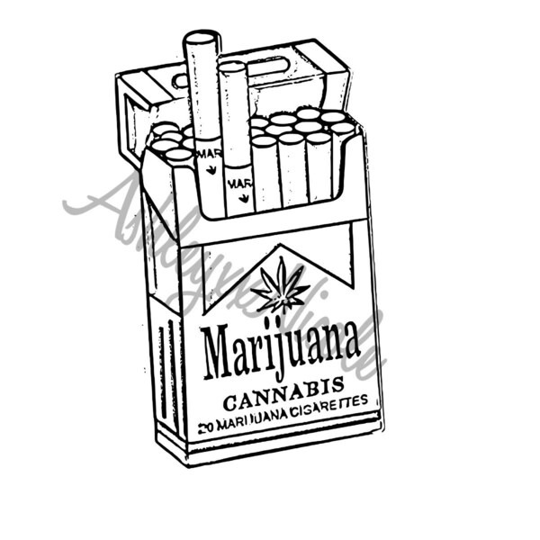 Cannabis Marijuana Marlboro Cigarette 420 Pot Dope Leaf SVG Clipart Scrapbook Stamp Vector Vinyl Transfer Decal Cricut Silhouette Laser File