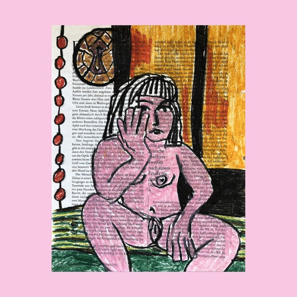 Kunstdruck - Frau in Rosa - A5 Print