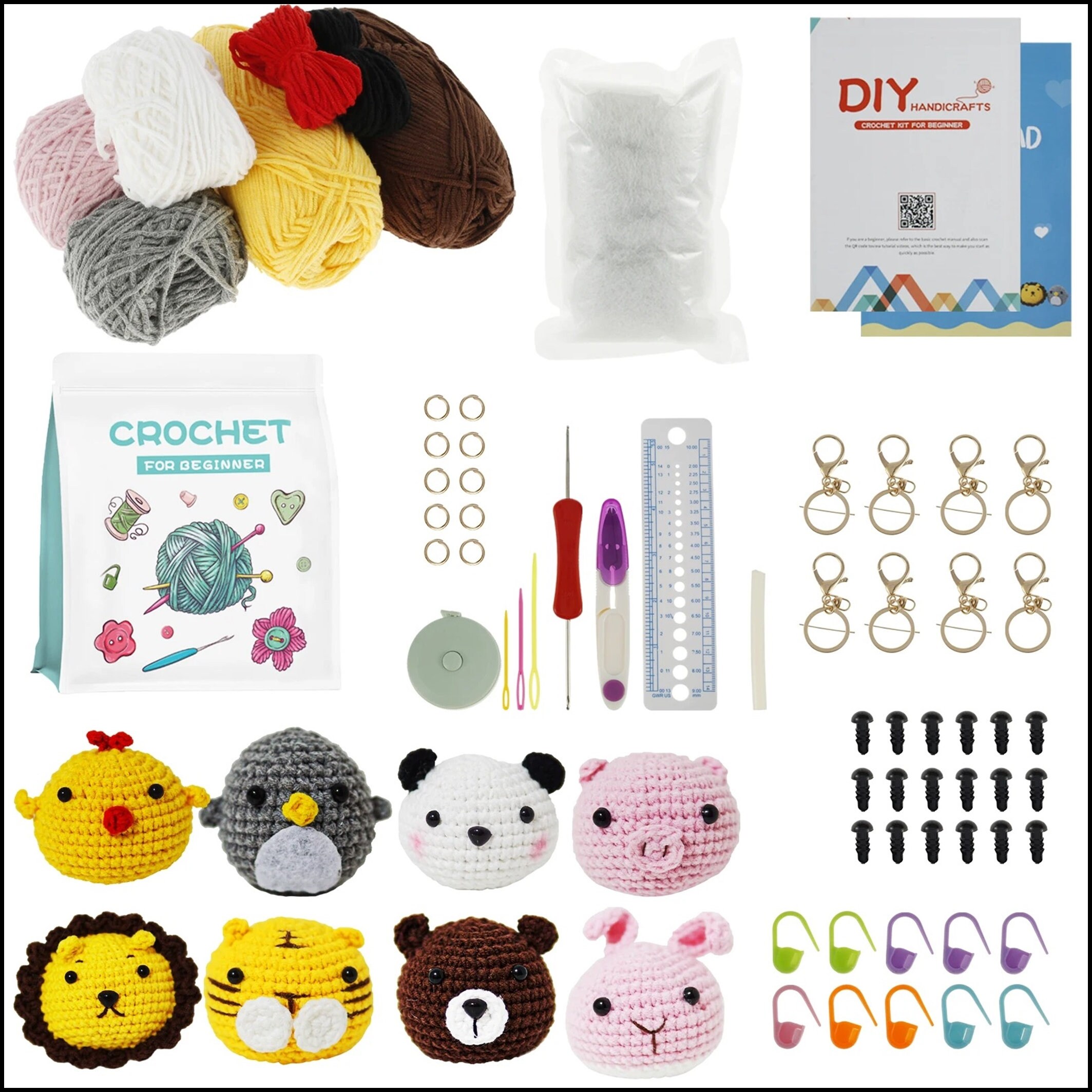 Dinosaur Crochet Kit for Adults, Beginner Crochet Kit, Animal