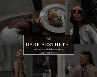 10 Dark Aesthetic Lightroom Presets,Dark Lightroom Presets,Aesthetic Black Lightroom Presets,Dark Feed Presets,Dark Filter Presets