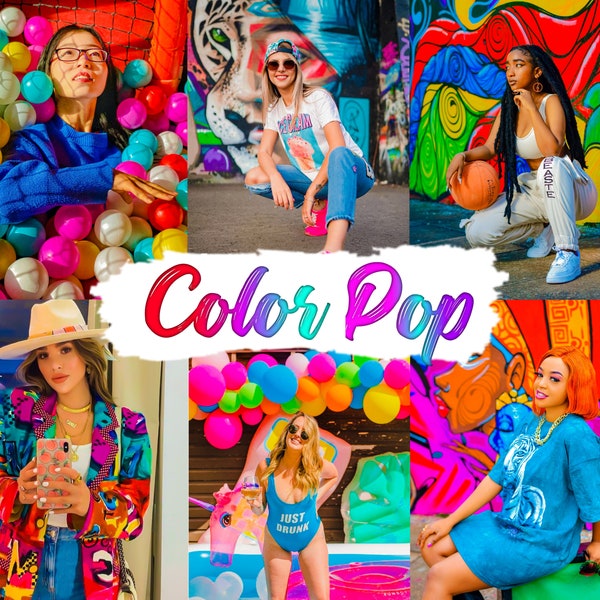 10 Color Pop Lightroom Presets, Vibrant Lightroom Presets, Vivid Presets, Colourful Presets, Summer Presets, Color Presets, Lightroom Preset