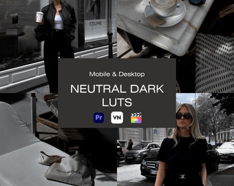 10 Neutral Dark Video Color Grading LUTs,Dark Filter LUTs,Premiere Pro LUTs.VN LUTs,Da Vinci LUTs,Final Cut Pro LUTs,Cinematic Video LUTs