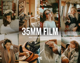 10 35MM Film Lightroom Presets, Desktop And Mobile Presets, Film Lightroom Filters, Analog, Vintage, Retro, Cinematic Film Presets