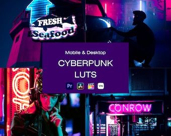 Cyberpunk Cinematic LUTs: Neon Dreamscapes Video Filters (10 .cube)