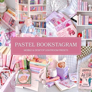 パステルカラーのBookstagram Lightroomプリセット10選、ピンクのバラのようなブック風プリセット、明るくクリーンなブックフィルター、カラフルなブックプリセット、モバイル＆デスクトッププリセット