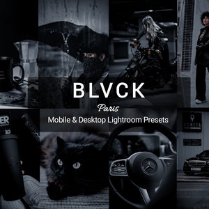 10 Blvck Paris Lightroom Mobile And Desktop Presets| Black Presets| Presets For Instagram| Dark Black Lightroom Presets| Black Noir Presets