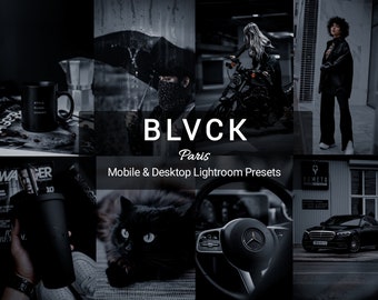 10 Blvck Paris Lightroom Mobile And Desktop Presets| Black Presets| Presets For Instagram| Dark Black Lightroom Presets| Black Noir Presets