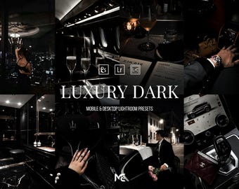 10 Dark Luxury Lightroom Presets, Mobile Presets,Dark Aesthetic Presets, Editorial Black Presets, Moody Dark Filter, Instagram Luxury Filter