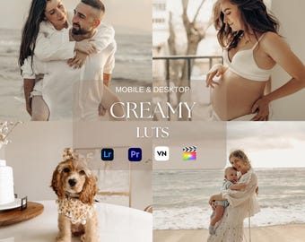 10 CREAMY LUTs For Color Grading, Mobile & Desktop LUTs, Adobe Premiere Pro, Da Vinci, Final Cut Pro, Capcut LUTs, Beige Video Filter