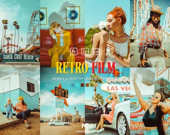 10 RETRO FILM Lightroom Presets, Mobile & Desktop Presets, 90s Film Presets, Vintage, Analog, Flash, Teal And Orange Presets, Film Presets