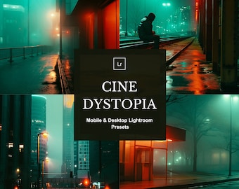 10 Cinematic Night Mobile & Desktop Lightroom Presets,Cinematic Presets,Cyberpunk Presets,Retro Night Presets,Film Presets,Instagram Presets