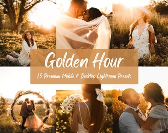 15 Golden Hour Lightroom Presets,Warm Presets,Sunset Presets,Golden Hour Filter, Blogger Presets, Lightroom Mobile Presets,Influencer Preset