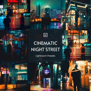 10 Cinematic Night Street Lightroom-presets,Street Cinematic-presets,Cinematic-voorinstellingen,Cinematic Lightroom-presets,Urban-voorinstellingen
