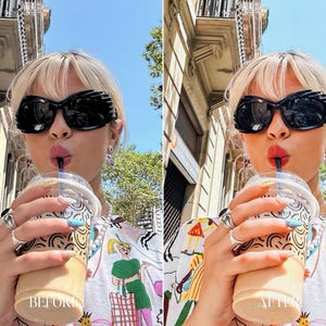 Coffee street style photo edited using vibrant true to color Lightroom presets with clean bright colors