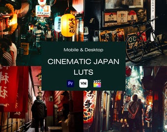 10 Cinematic Japan  LUTs, Night Street LUTs, Tokyo LUTs, Cinematic Film LUTs, Premiere Pro, Da Vinici, Final Cut Pro, VN LUTs, Video Filter