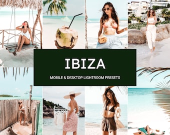 10 Ibiza Mobile & Desktop Lightroom Presets,Summer Lightroom Presets,Beach Presets, European Summer Presets, Travel Blogger Presets,Presets