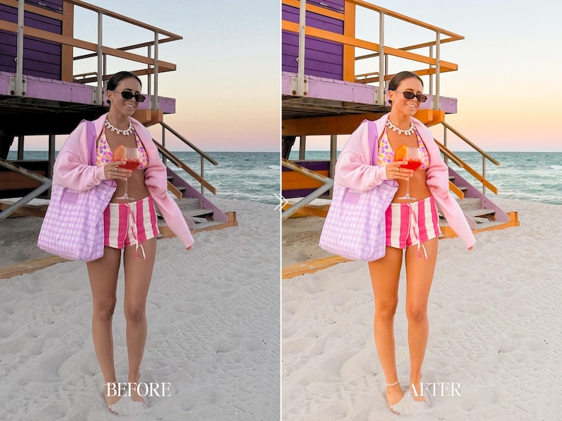 Colorful beach house photo edited using bright true to color Lightroom mobile presets for Instagram influencers