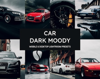 10 Car Dark Moody Lightroom Presets,Dark Moody Presets,Automotive Presets,Car Presets,Cinematic Presets,Sports Presets,Mobile Presets