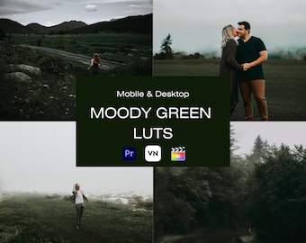 10 Moody Green LUTs For Premeire Pro,Final Cut Pro,Da Vinci ,Vn LUTs,Video  LUTs,Mobile LUTs,After Effect Filter,Cinematic Green LUTs