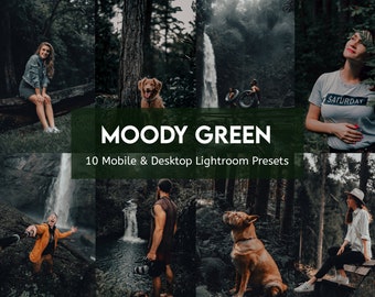 10 Moody Green Lighroom & Desktop Presets|Dark Moody Presets|Moody Lightroom Presets|Moody Forest Presets| Flora Presets