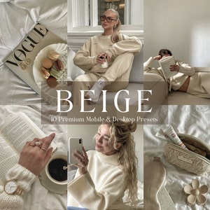 10 Beige Lightroom Presets, Beige Aesthetic Presets, Minimal Lightroom Presets, Warm Instagram Presets,Light Airy Presets, No Filter Presets