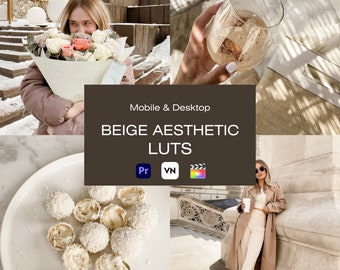 10 ästhetische Beige Video LUTs, Beige Video Filter, ästhetische LUTs, PREMIERERE , VN LUTs, Da Vinci LUTs, After Effect, Influencer LUTs, Video LUTs