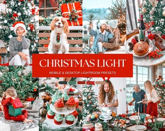 10 Christmas Light Lightroom Presets, Mobile & Desktop Presets, Bright Christmas Presets, Festive, Xmas, Holiday Presets, Family Presets