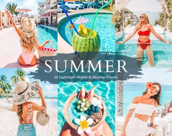 10 Lightroom Summer Presets Mobile & Desktop,Bright Summer Presets, Lightroom Mobile Presets,Travel Presets,Vibrant Presets, Beach Presets