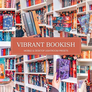 Vibrant Bookish Lightroom Presets for colorful bookshelf photography, fantasy books, bright aesthetic editing and Bookstagram Lightroom filters.