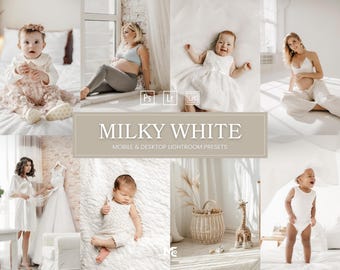 10 MILKY WHITE Lightroom Presets,Bright & Clean Presets,Newborn Presets,Minimal White Presets,Mommy Blogger Presets,Light Airy Presets