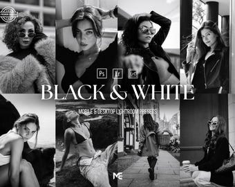20 Black And White Lightroom Presets, Mobile & Desktop Filters, Monochrome Presets, Portrait Presets, Lifestyle Presets