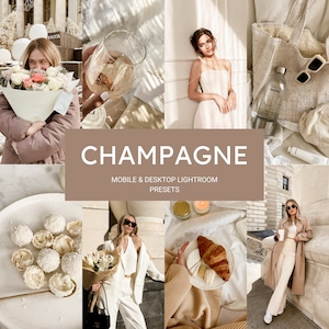 10 Champagne Mobile & Desktop Lightroom Presets,Beige Preses,Aesthetic Beige Presets,Blogger Presets,Instagram Presets,Lightroom Presets