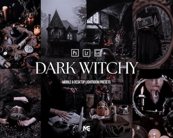 10 ajustes preestablecidos de Lightroom con un toque de brujería oscura, ajustes preestablecidos de Halloween góticos y espeluznantes, ajustes preestablecidos para móviles, filtros de Instagram con un toque oscuro y melancólico.