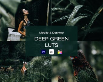 Paquete de 10 LUT cinematográficos de color verde intenso, gradación de color inspirada en el bosque, LUT Premiere Pro, LUT de vídeo