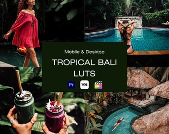 10 Bali Video LUTs Pack, Bali Video Filter, Tropische LUTs, VN LUTs, PREMIERERE PRO LUTs, Final Cut Pro LUTs, Video Presets, Kinematische LUTs