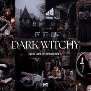 Dark Witchy Lightroom Presets with gothic book photography, witchcore aesthetic, moody dark tones and Dark Academia editing for Bookstagram photos.