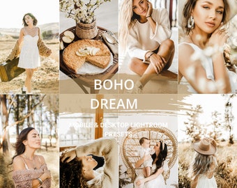 10 Boho Dream Mobile & Desktop Lightroom Presets,Bohemian Presets,Outdoor Presets,Indoor Presets,Blogger Presets,Influencer Lightroom Preset
