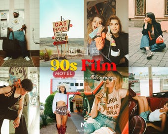 12 90s Retro Film Lightroom Presets, Mobile & Desktop Presets, Vintage, Analog, Flash, Disposable Film Presets, Grainy Film Presets