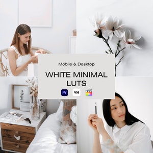 10 White Clean MInimal LUTs For Adobe Premiere Pro, Video LUTs For FInal Cut,Vn Editor,White LUTs,Color Grading,Video, LUTs For Blogger