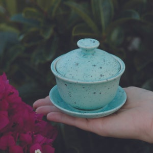 Handmade Ceramic Green Tea set, Tea cup with no handle, Ceramic Gaiwan