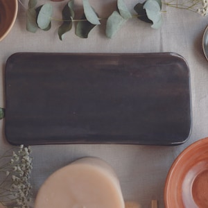 Sushi Serving Tray, Ceramic Rectangle Plate, Handmade Ceramic Sushi Tray, Handmade Ceramic Plate, Gray Ceramic Tray, Ceramic Serving Plate