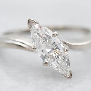 2.00 Ct White Gold  Marquise Cut Moissanite Ring | Diamond Solitaire Bypass Engagement Ring | Gold Promise Ring | Diamond Engagement Ring |