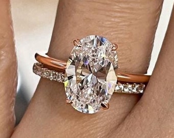 Yellow Gold , rose gold, white gold and Sterling Silver 925 bridal set with 3.00CT oval cut Solitare ring and half eternity band